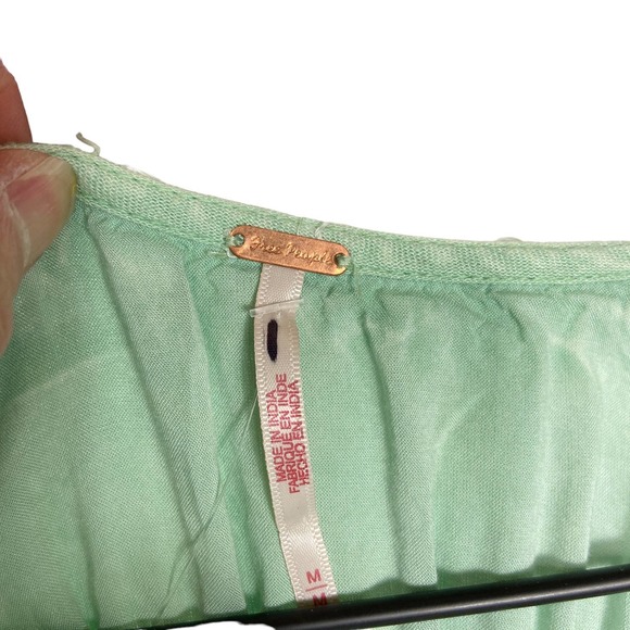 NEW Free People Maxi Dress String of Hearts Long Sleeve Shirred Green Medium - Picture 8 of 11